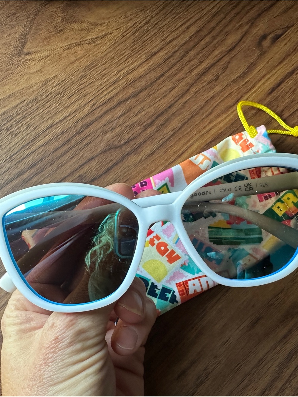 NEW Goodr White Frame Sunglasses with Blue Mirrored Lenses